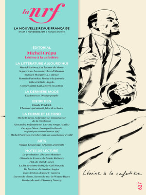 cover image of La Nouvelle Revue Française N° 627 (Novembre 2017)